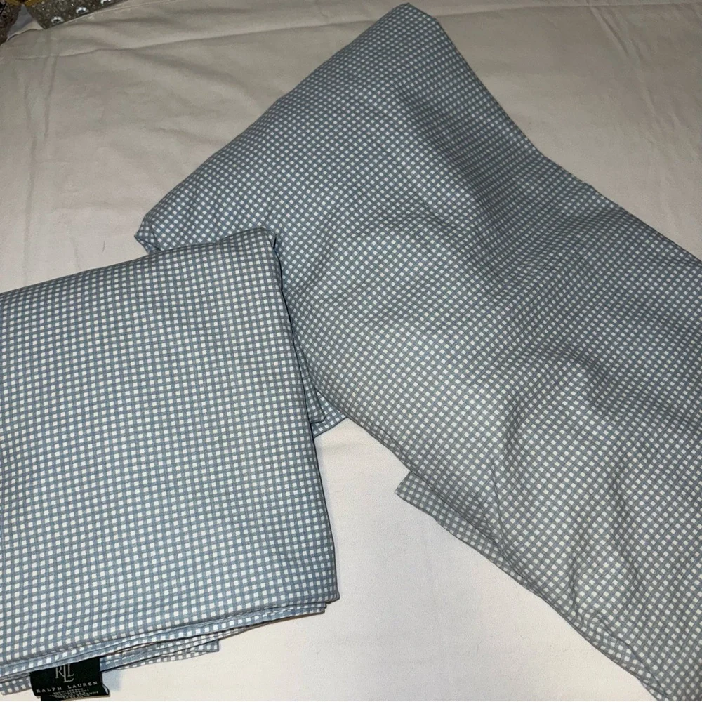 Rare vintage Ralph Lauren Beach House blue gingham sheet set